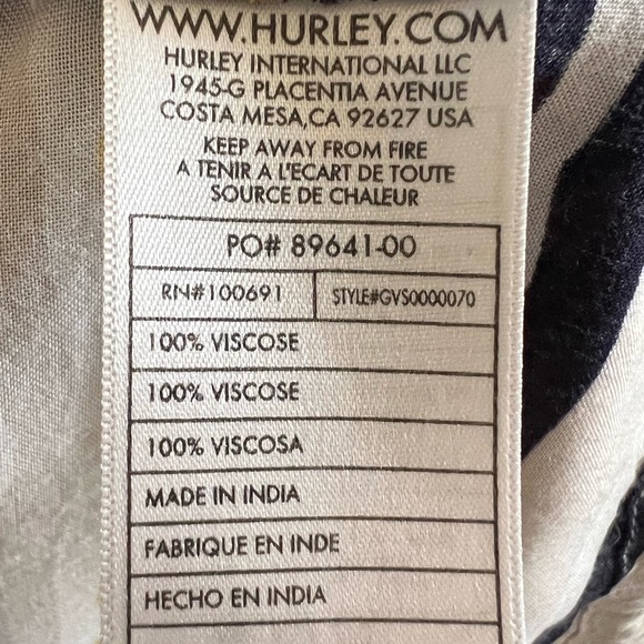 Hurley Womens V Neck Modern Boho Blouse Loose Front Pockets Drawstring Waist (S) - Picture 4 of 11